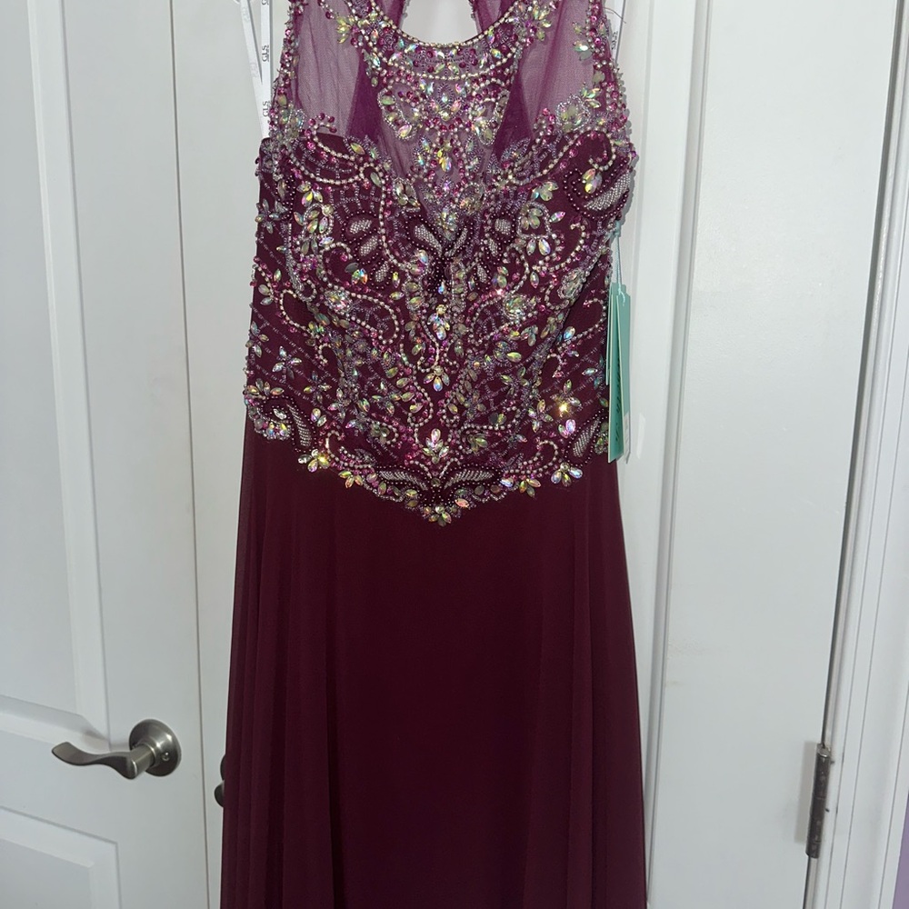 Embellished Elegant Burgundy Beaded Dress